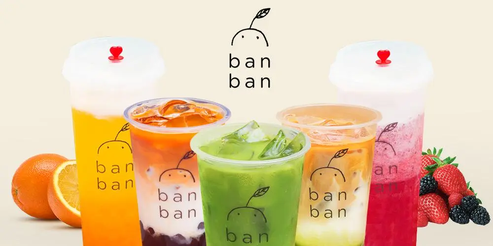 A selection of Ban Ban drinks with fruit, tea and creamy toppings